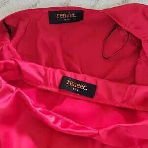 Renee C Satin Top and Skirt Set in Red